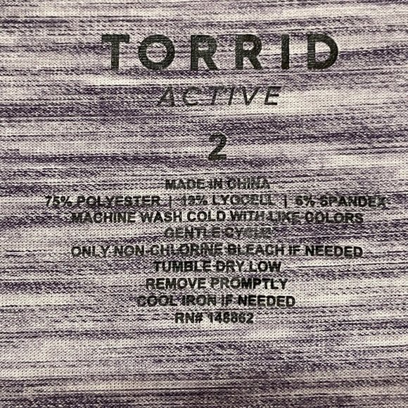 Torrid Womens Size 2 2X 18/20 Active Tank Space Dye Purple Scoopneck Activewear - Picture 6 of 9